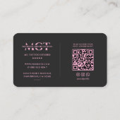 Tattoo Artiest Zwart Roze Tatoeëerder Monogram Visitekaartje (Achterkant)