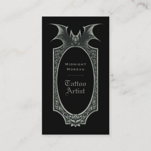 Tattoo Artist Bat QR Code Carte de visite (Devant)