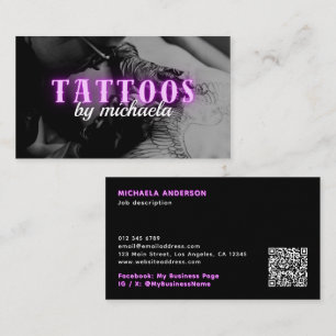 Tattoo Artist Custom Photo Paarse Neon Visitekaartje