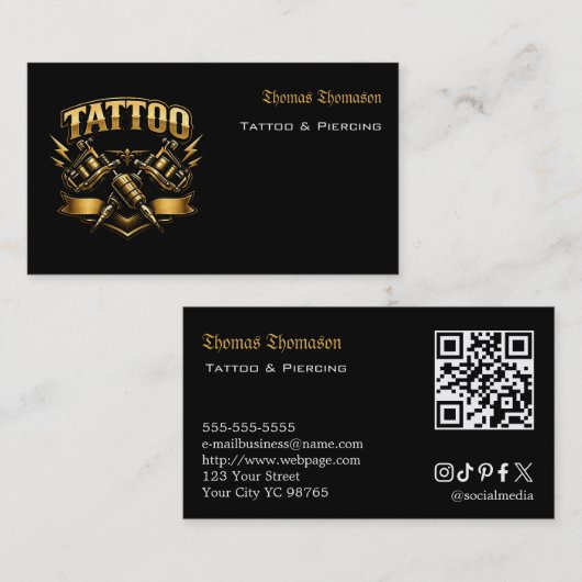 Tattoo artist QR code  Visitekaartje (Voorkant / Achterkant)