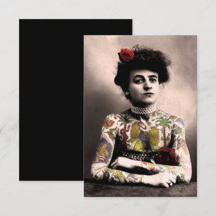 Tattoo artistieke vrouw  fotografie-uitnodiging kaart
