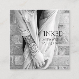 Tattoo artistieke zwart-wit - Aangepaste foto Vierkante Visitekaartje