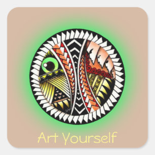 Tattoo bij slag Tekening Vierkante Sticker