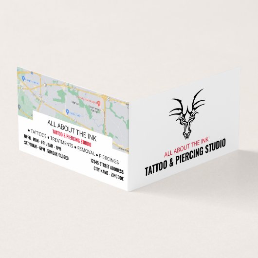 Tattoo & body Piercing Studio, Benoeming Visitekaartjes (Buitenkant)