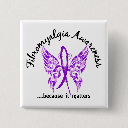 Tattoo Boterfly 6.1 Fibromyalgie Vierkante Button 5,1 Cm (Voorkant)