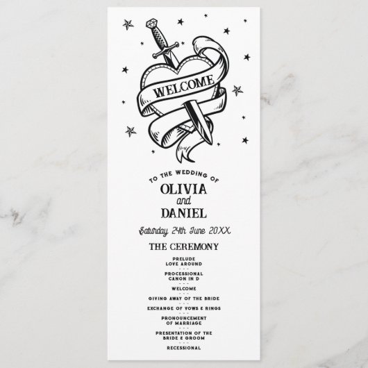 Tattoo bruiloft hart ceremonie Details Programma (Voorkant)