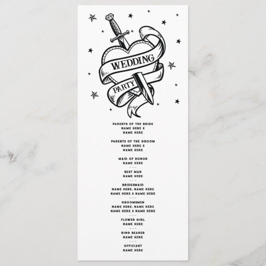 Tattoo bruiloft hart ceremonie Details Programma (Achterkant)