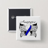 Tattoo Butterfly Awareness - ALS Disease Vierkante Button 5,1 Cm (Voorkant /achterkant)