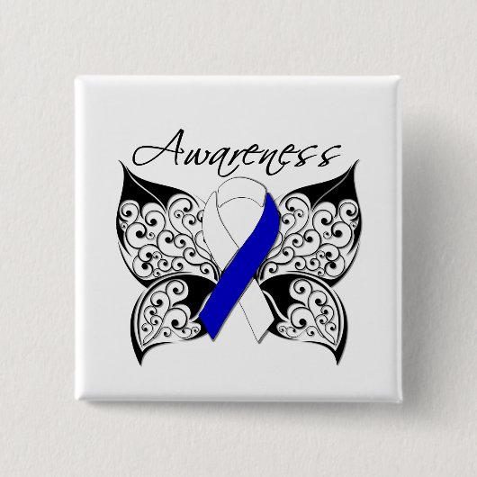 Tattoo Butterfly Awareness - ALS Disease Vierkante Button 5,1 Cm (Voorkant)