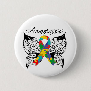 Tattoo Butterfly Awareness - Autisme Ronde Button 5,7 Cm