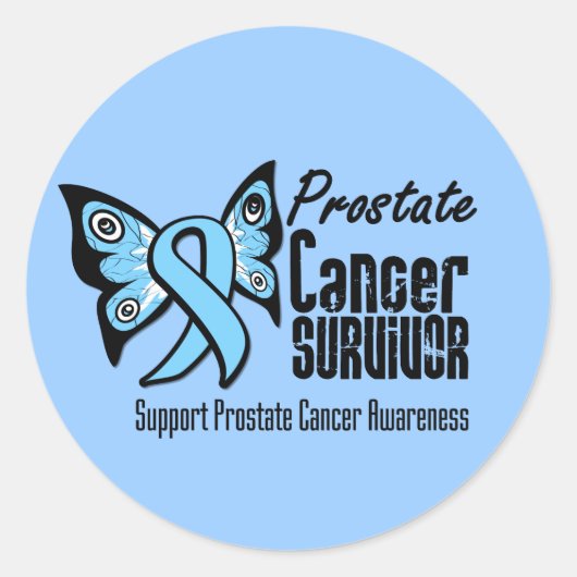 Tattoo Butterfly Prostate Cancer Survivor Ronde Sticker (Voorkant)