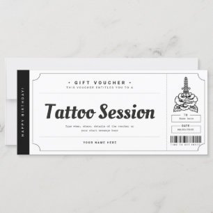 Tattoo Cadeaubon Kaart Ticket Voucher Certificate