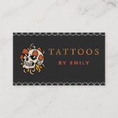 Tattoo door Jouw naam Funny Skull paddenstoelen Go Visitekaartje (Voorkant)