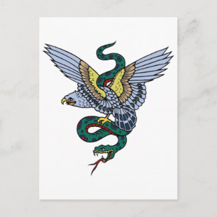  Tattoo Eagle en Snake Briefkaart