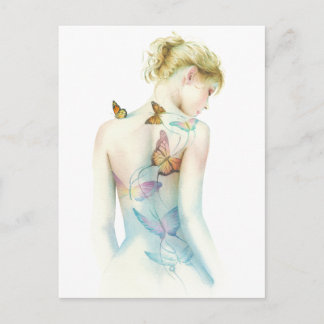 tattoo fantasie van 'gebilderde dame' briefkaart