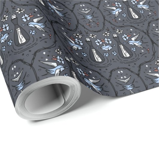 Tattoo Floral oude schoolafdruk Cadeaupapier (Rol Hoek)