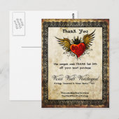  Tattoo Gevleugeld Hart Bedankt Coupon Briefkaart (Voorkant / Achterkant)