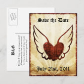 Tattoo Gevleugeld Hart Save the Date Briefkaart (Voorkant / Achterkant)