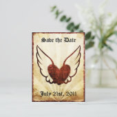 Tattoo Gevleugeld Hart Save the Date Briefkaart (Staand voorkant)