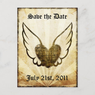 Tattoo Gevleugeld Hart Save the Date Briefkaart