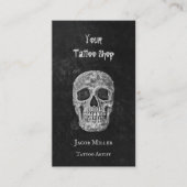 Tattoo: Gothic Black en White Skull Head Visitekaartje (Voorkant)