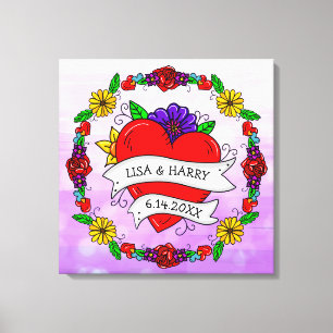 Tattoo Graffiti Art Style Weddenschap Bride en Gro Canvas Afdruk