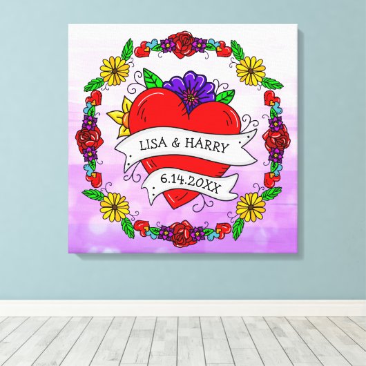 Tattoo Graffiti Art Style Weddenschap Bride en Gro Canvas Afdruk (Insitu (Houten vloer))