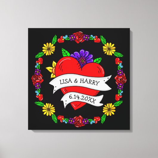 Tattoo Graffiti Art Style Weddenschap Bride en Gro Canvas Afdruk (Voorkant)