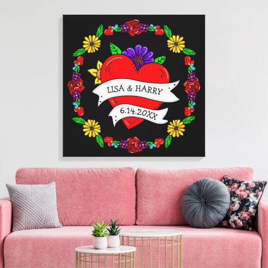 Tattoo Graffiti Art Style Weddenschap Bride en Gro Canvas Afdruk (Insitu (Woonkamer))