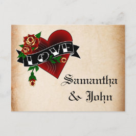 Tattoo Hart en Roos Save the Date Aankondigingskaart