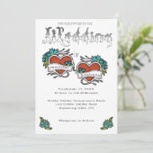 Tattoo hart en tatoeëerde briefingweddenschap kaart (Staand voorkant)