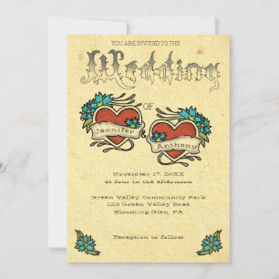 Tattoo hart en tatoeëerde briefingweddenschap kaart