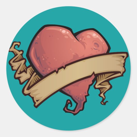 Tattoo hart ronde sticker (Voorkant)