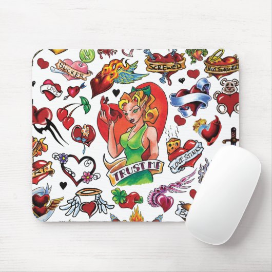 Tattoo Heart Mousepad Muismat (Met muis)