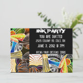 Tattoo Ink party Uitnodigingen (Staand voorkant)