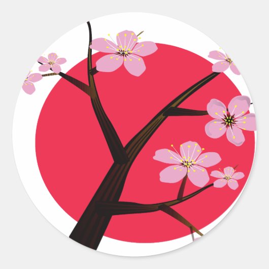 Tattoo Japanse Cherry Blossom Ronde Sticker (Voorkant)