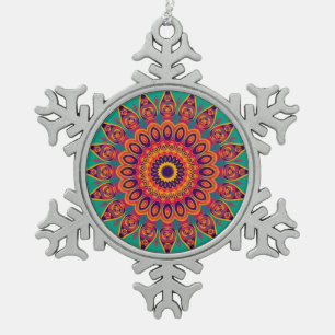Tattoo Kaleidoscope Fractal Tin Sneeuwvlok Ornament
