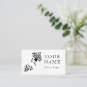 Tattoo kunstenaar Salon Floral Sword Black White P Visitekaartje (Staand voorkant)