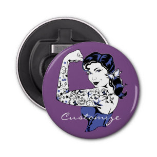 Tattoo Meisjesarm omhoog Thunder_Cove Button Flesopener