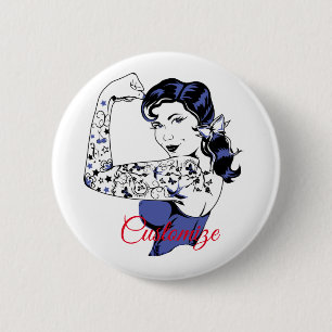 Tattoo Meisjesarm omhoog Thunder_Cove Ronde Button 5,7 Cm