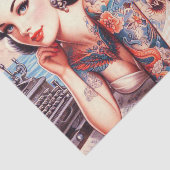  Tattoo Old School Meisje Tissuepapier (Detail)