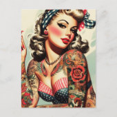 Tattoo Old School Pin-up Briefkaart (Voorkant)
