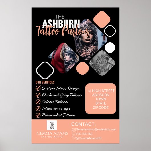 Tattoo Parlor Poster - Custom Black blush (Voorkant)