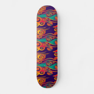 Tattoo Patroonkunst - vlammen en cirkels Skateboard