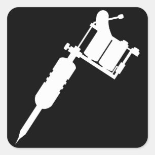 tattoo pistool vierkante sticker