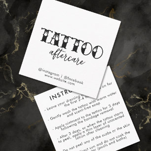 Tattoo Professionele Artiest Nazorg Instructies Vierkante Visitekaartje