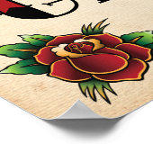 Tattoo Rockabilly Kaarten en cadeaubonborden Poster (Hoek)