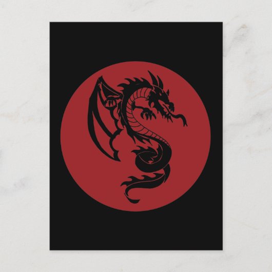 Tattoo rode cirkel draak briefkaart (Voorkant)