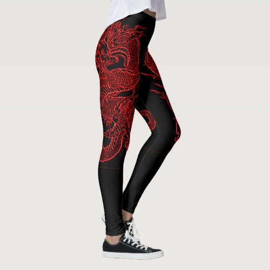 Tattoo rode drakenhoofdtekst leggings (Rechts)