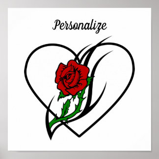 Tattoo rode rozenrood poster